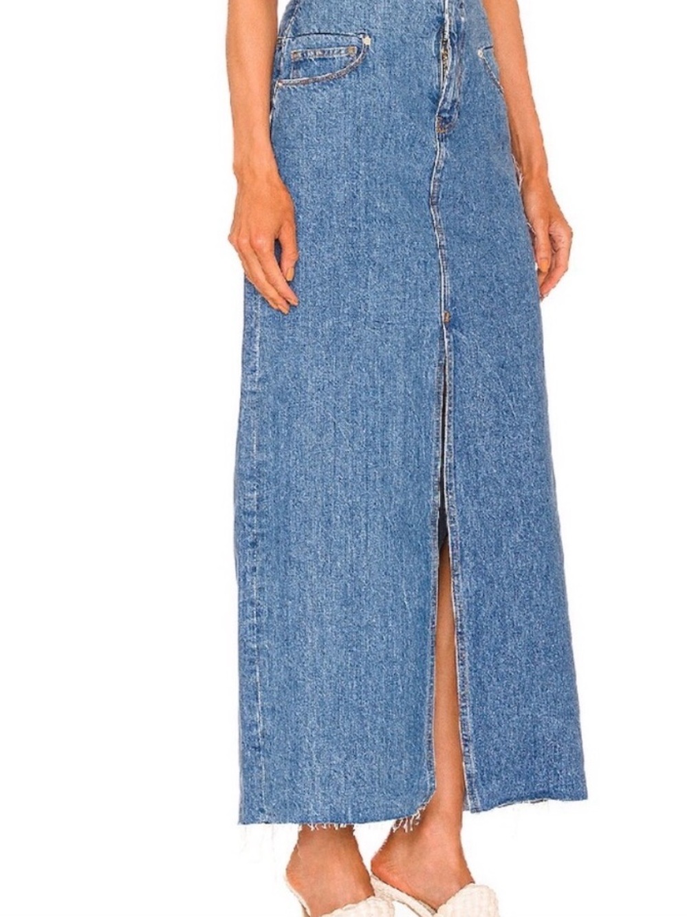 Frame Denim Light Blue Straight-Leg Denim Skirt